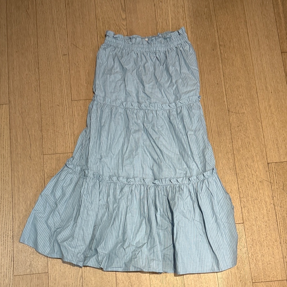 Tuckernuck Slate Blue Striped Maxi Skirt